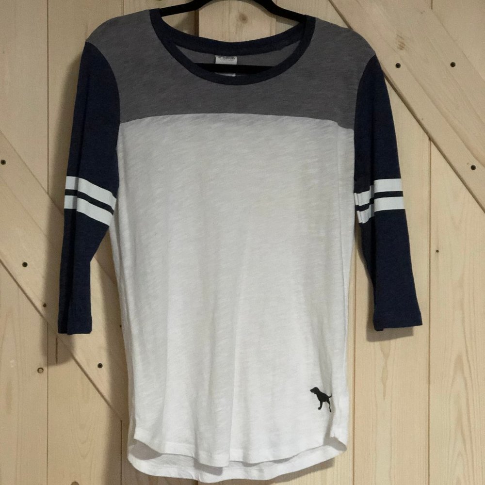 PINK 3/4 Sleeve Baseball Tee